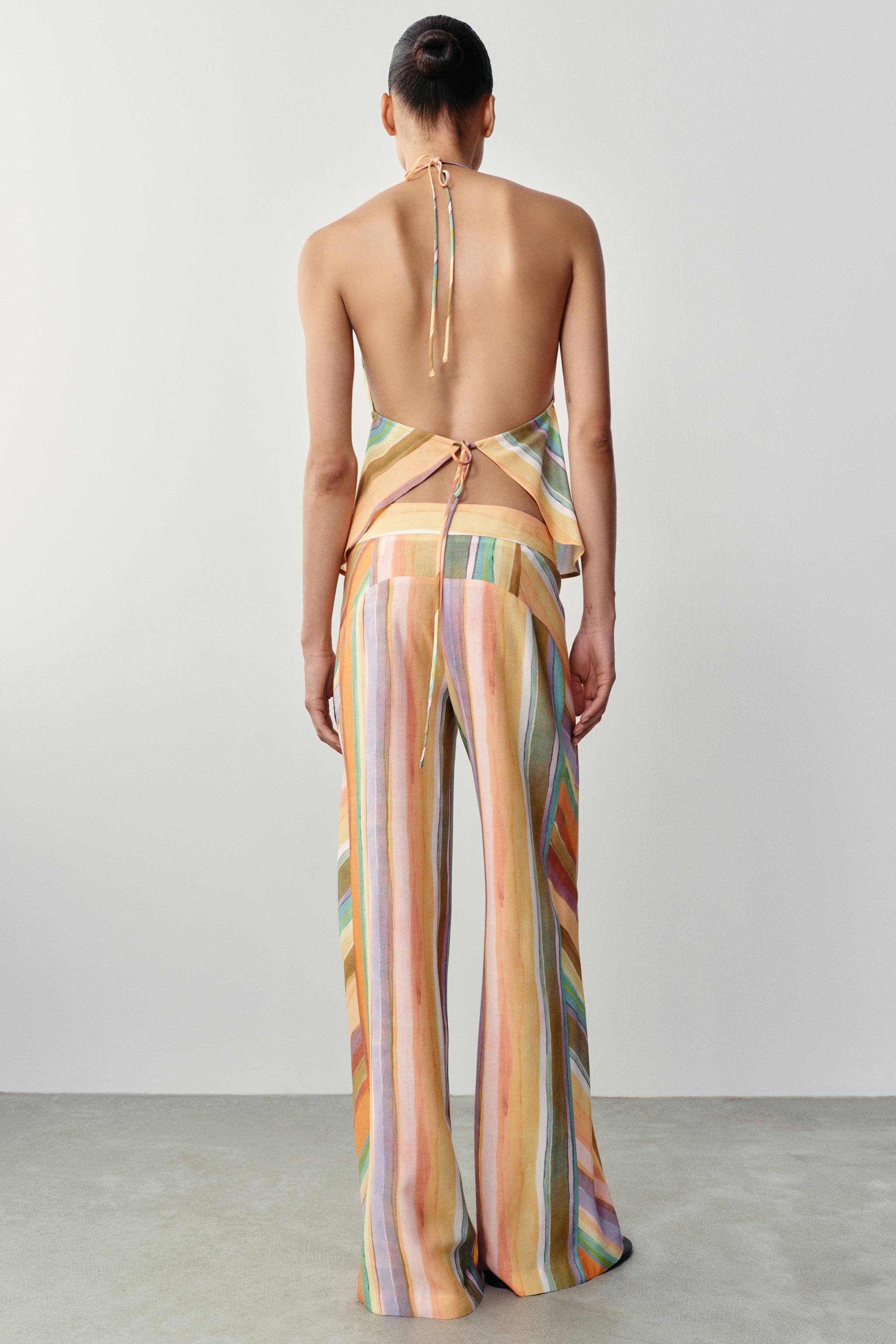 STRIPED WIDE LEG PANTS